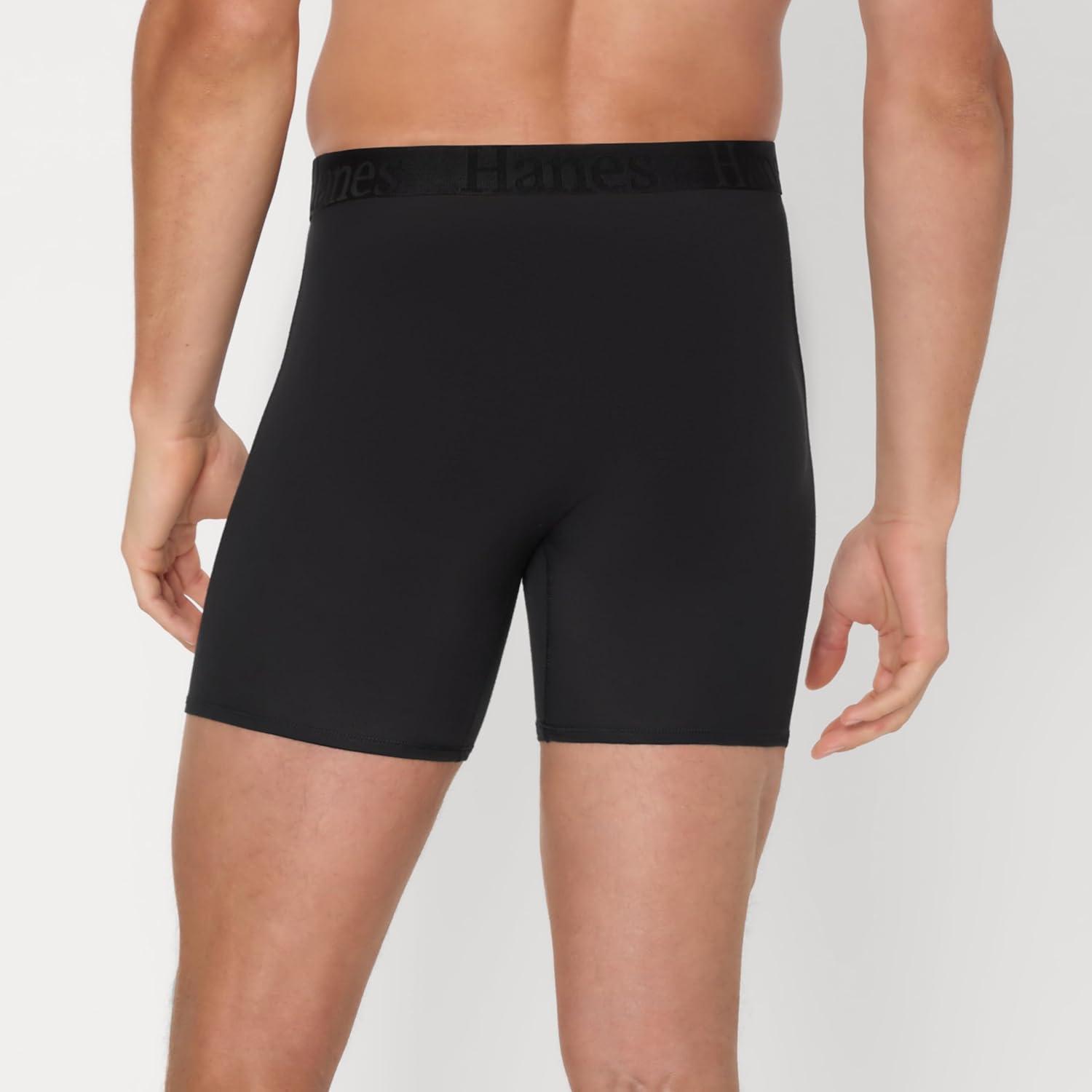 imageHanes Mens Originals Supersoft Boxer Brief Underwear Total Support Pouch Boxer Briefs for Men Long Leg amp Regular 3packBlack