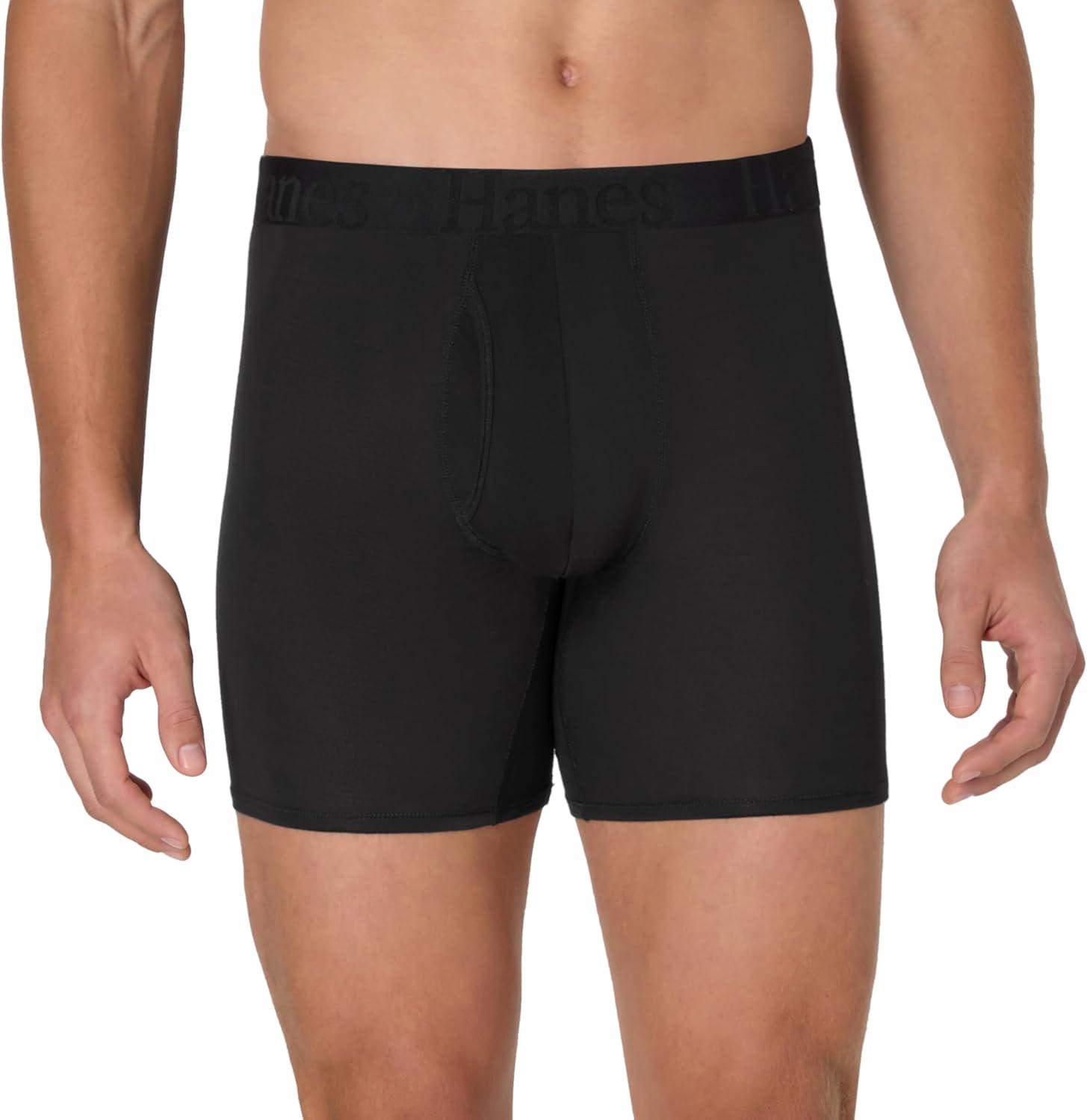 imageHanes Mens Originals Supersoft Boxer Brief Underwear Total Support Pouch Boxer Briefs for Men Long Leg amp Regular 3packBlack