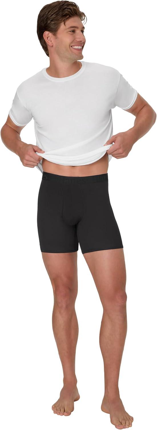imageHanes Mens Originals Supersoft Boxer Brief Underwear Total Support Pouch Boxer Briefs for Men Long Leg amp Regular 3packBlack
