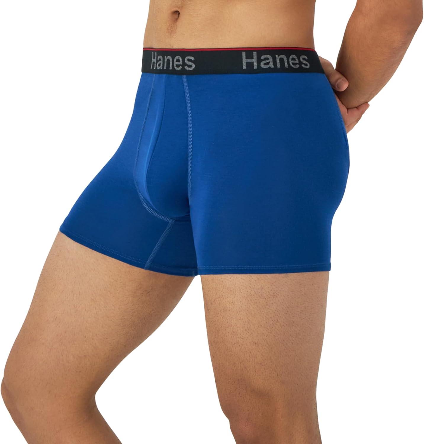 imageHanes Mens Underwear Boxer Briefs 3Pack Total Support Pouch Sexy Mens Underwear Long or ShortLeg Boxer BriefsBlackBlue