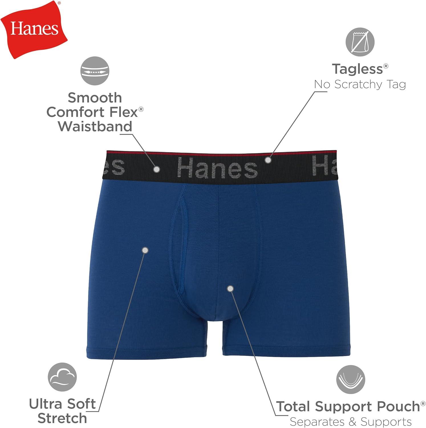 imageHanes Mens Underwear Boxer Briefs 3Pack Total Support Pouch Sexy Mens Underwear Long or ShortLeg Boxer BriefsBlackBlue