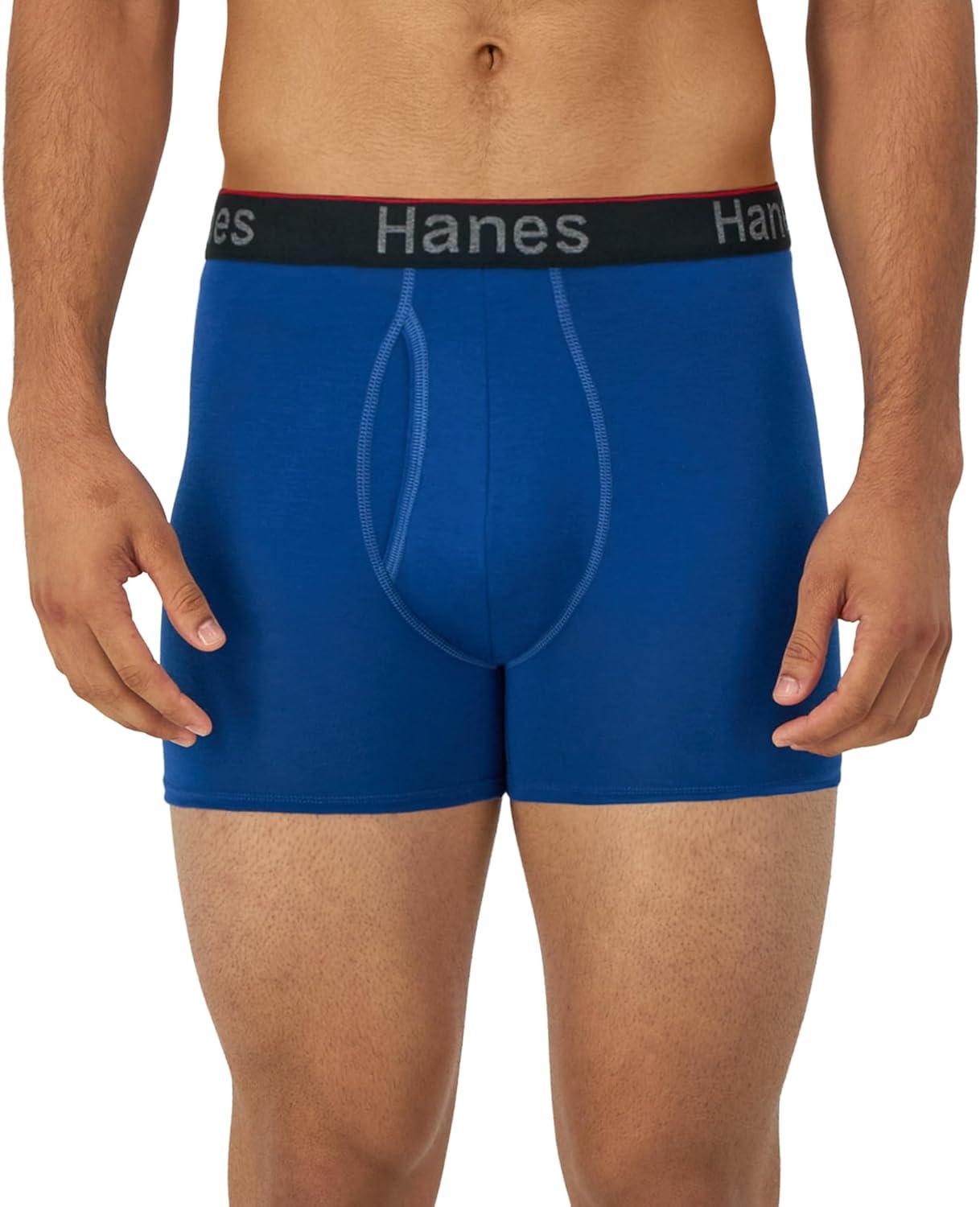 imageHanes Mens Underwear Boxer Briefs 3Pack Total Support Pouch Sexy Mens Underwear Long or ShortLeg Boxer BriefsBlackBlue