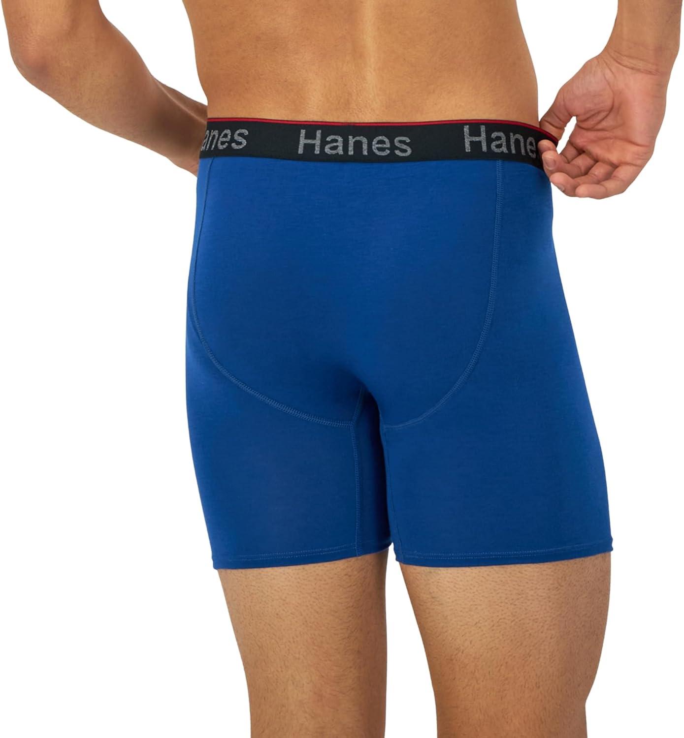 imageHanes Mens Underwear Boxer Briefs 3Pack Total Support Pouch Sexy Mens Underwear Long or ShortLeg Boxer BriefsBlueRedBlack
