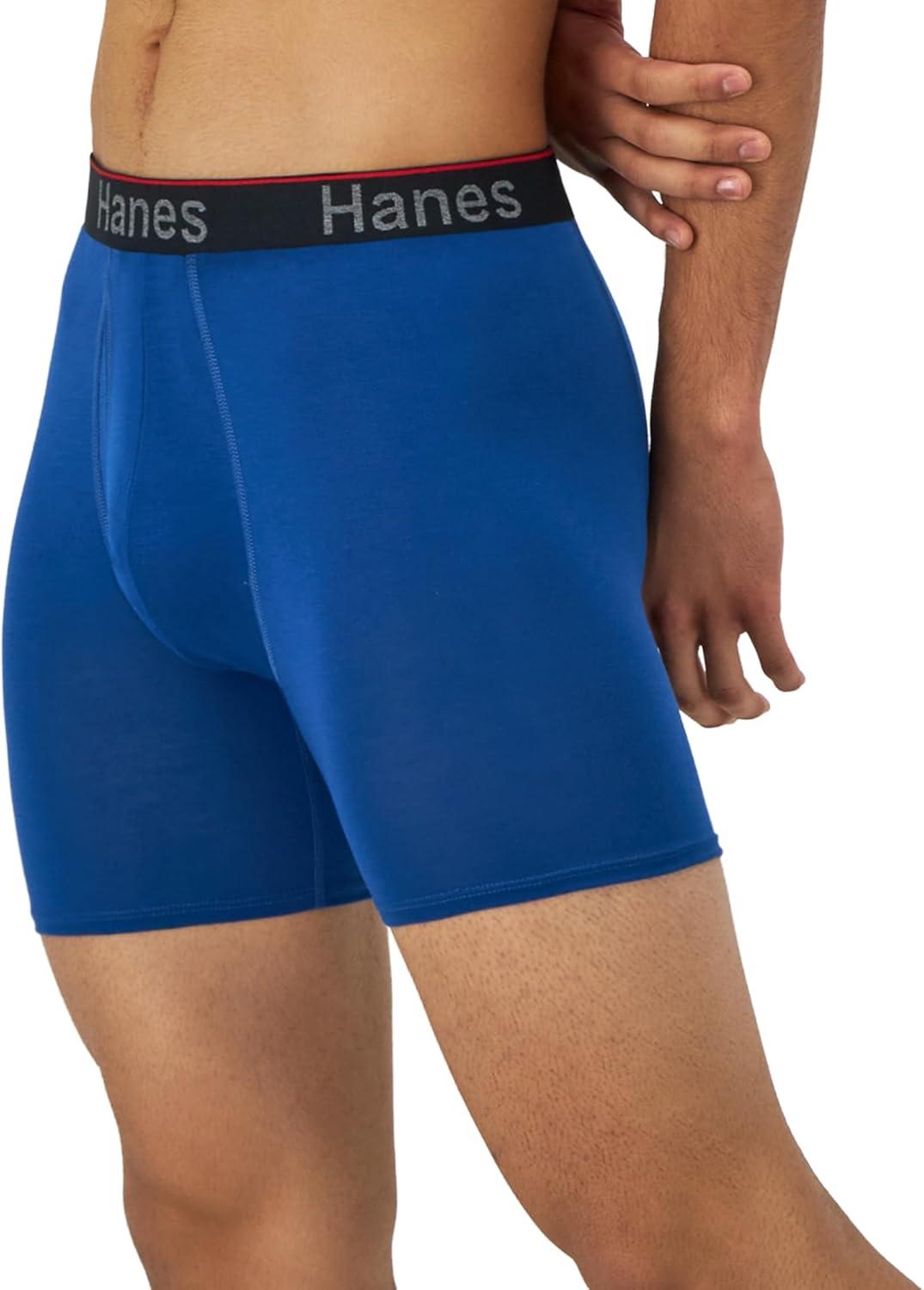 imageHanes Mens Underwear Boxer Briefs 3Pack Total Support Pouch Sexy Mens Underwear Long or ShortLeg Boxer BriefsBlueRedBlack