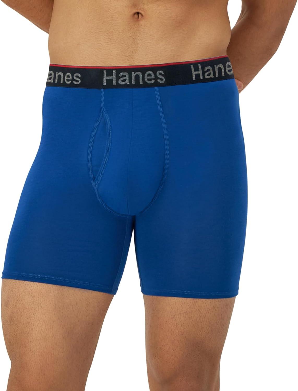 imageHanes Mens Underwear Boxer Briefs 3Pack Total Support Pouch Sexy Mens Underwear Long or ShortLeg Boxer BriefsBlueRedBlack