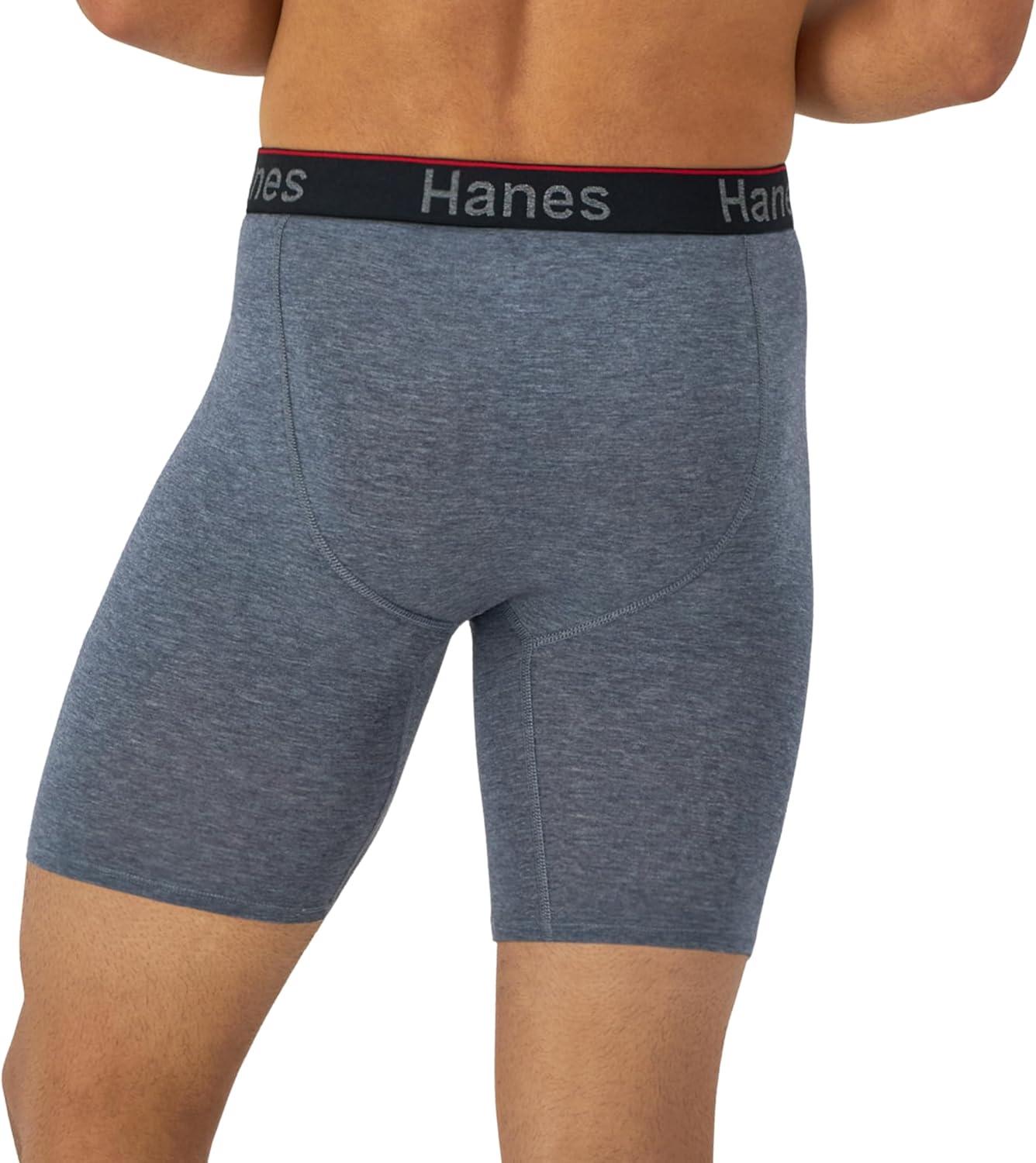 imageHanes Mens Underwear Boxer Briefs 3Pack Total Support Pouch Sexy Mens Underwear Long or ShortLeg Boxer BriefsGreyBlack