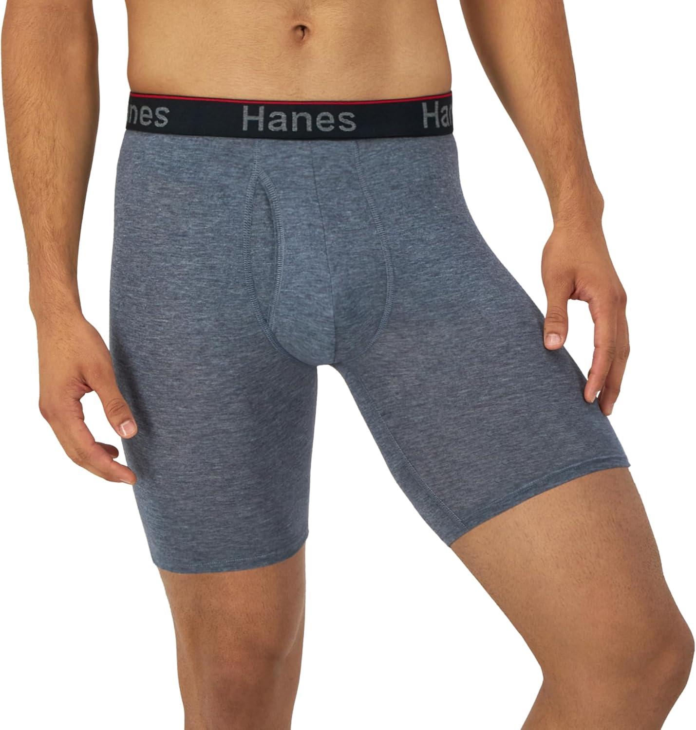 imageHanes Mens Underwear Boxer Briefs 3Pack Total Support Pouch Sexy Mens Underwear Long or ShortLeg Boxer BriefsGreyBlack