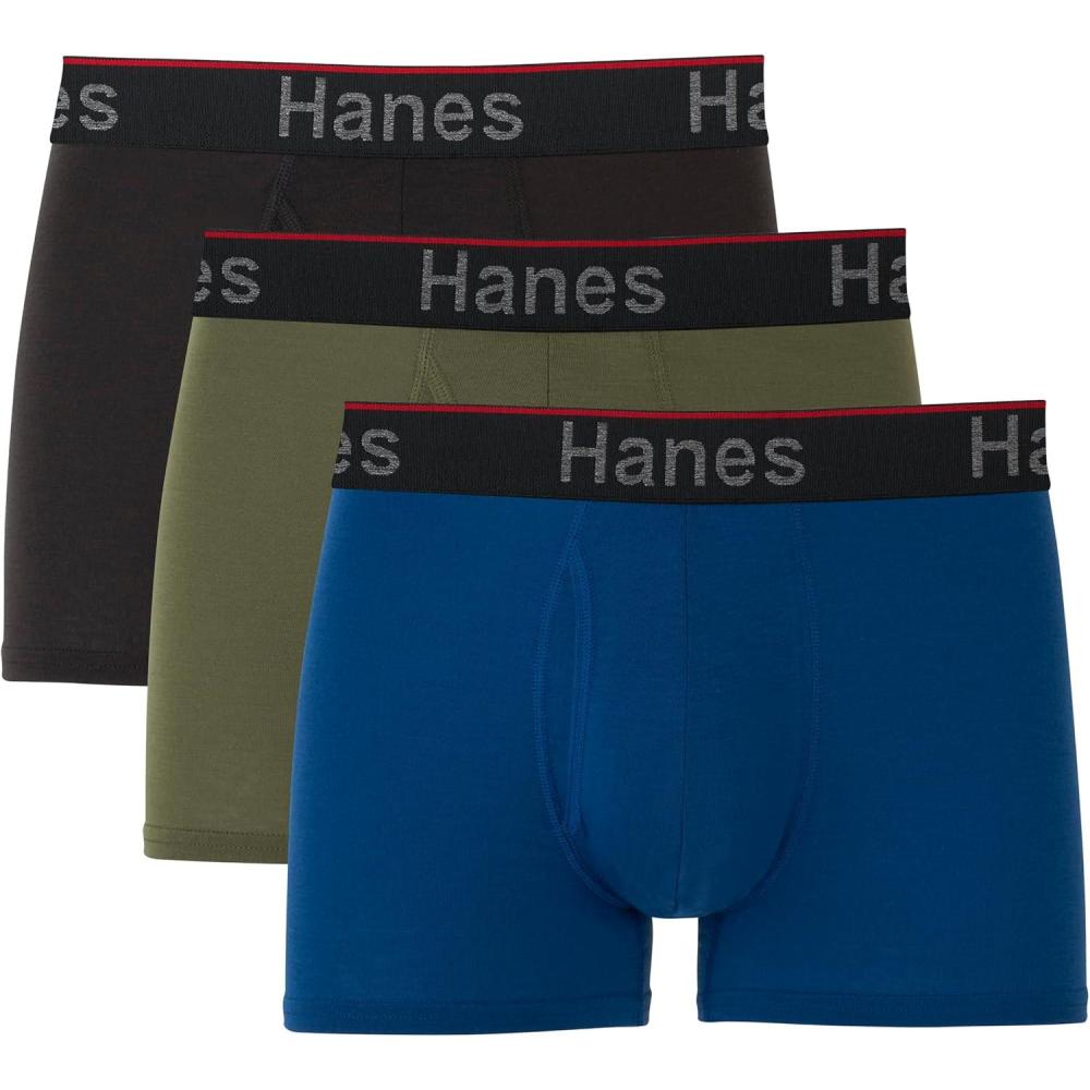 imageHanes Mens Underwear Boxer Briefs 3Pack Total Support Pouch Sexy Mens Underwear Long or ShortLeg Boxer BriefsBlackBlue