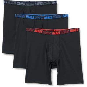 Hanes Men’s Moves Performance Boxer Brief, Total Support Pouch, Regular/Trunk/Long Leg, 3-Pack, 8″