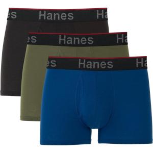 Hanes Men’s Underwear Boxer Briefs 3-Pack, Total Support Pouch, Sexy Men’s Underwear, Long or Short-Leg Boxer Briefs(Black/Blue)