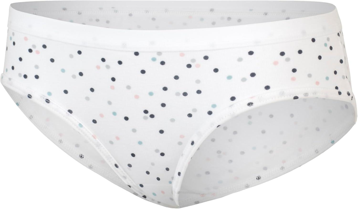 imageHanes Girls Cotton Stretch UnderwearGrey Pink Nude Grey White Dot Prints Heart Print