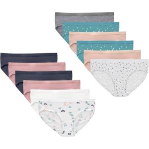 Hanes Girls’ Cotton Stretch Underwear(Grey  Pink  Nude  Grey  White  Dot Prints  Heart Print)