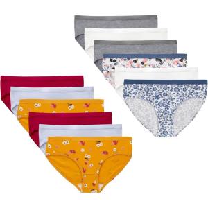 Hanes Girls’ Cotton Stretch Underwear(Purple  Periwinkle  Grey  White  Floral Prints)