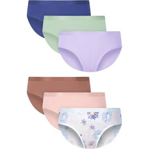 Hanes girls Underwear Hipsters Pack, 6-pack, Originals Supersoft Hipster Panties for Girls, Moisture-wicking(Purple Flowers  Pink  Earthen Tan  Lavender  Celadon)