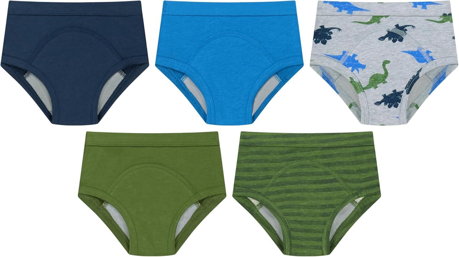 imageHanes Boys Potty Training Underwear Brief Heavy Absorbency Toddler Boys Cotton Training Underwear 5 PackGreenDinos 5 Pack