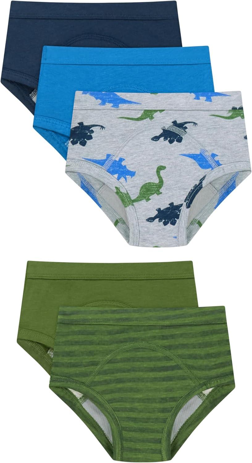 imageHanes Boys Potty Training Underwear Brief Heavy Absorbency Toddler Boys Cotton Training Underwear 5 PackGreenDinos 5 Pack