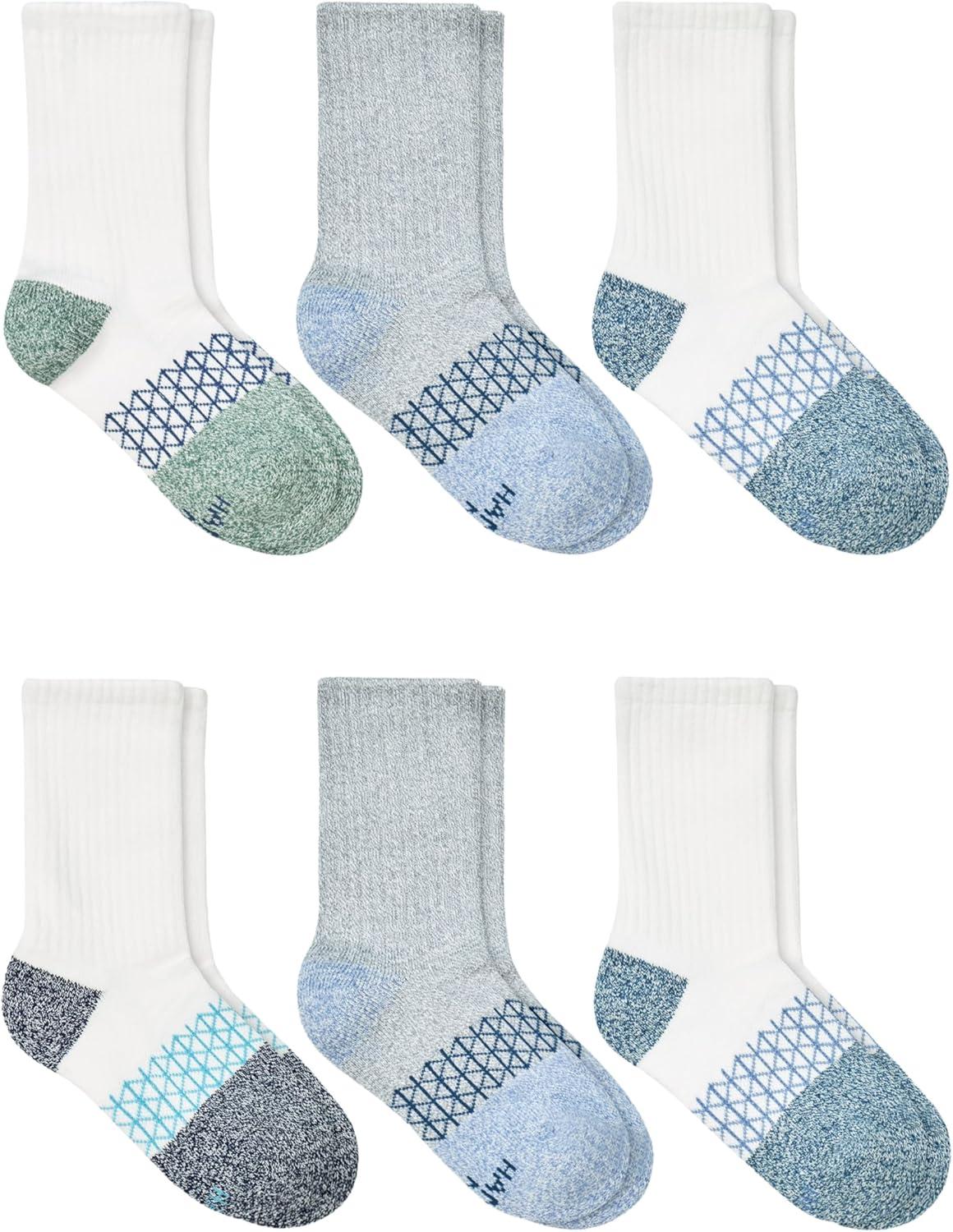 imageHanes Boys Socks Ankle Crew amp No Show 6pack Absolute Active Cushioned Sports Socks for Boys Moisturewicking AthleticBlueWhite Crew