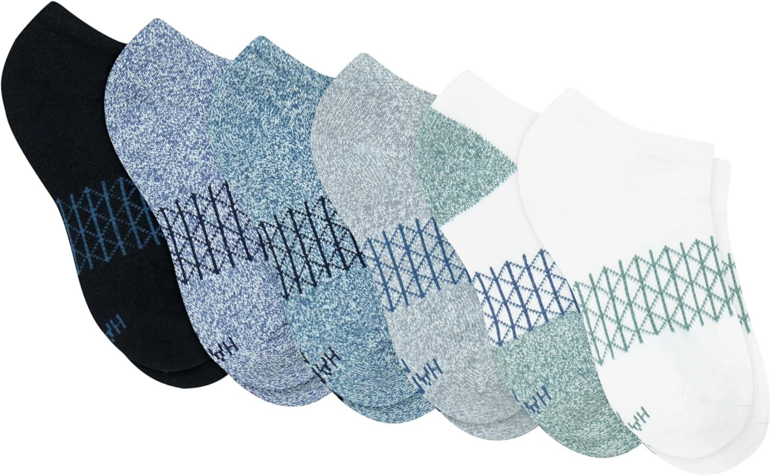 imageHanes Boys Socks Ankle Crew amp No Show 6pack Absolute Active Cushioned Sports Socks for Boys Moisturewicking AthleticGreyBlackWhite No Show