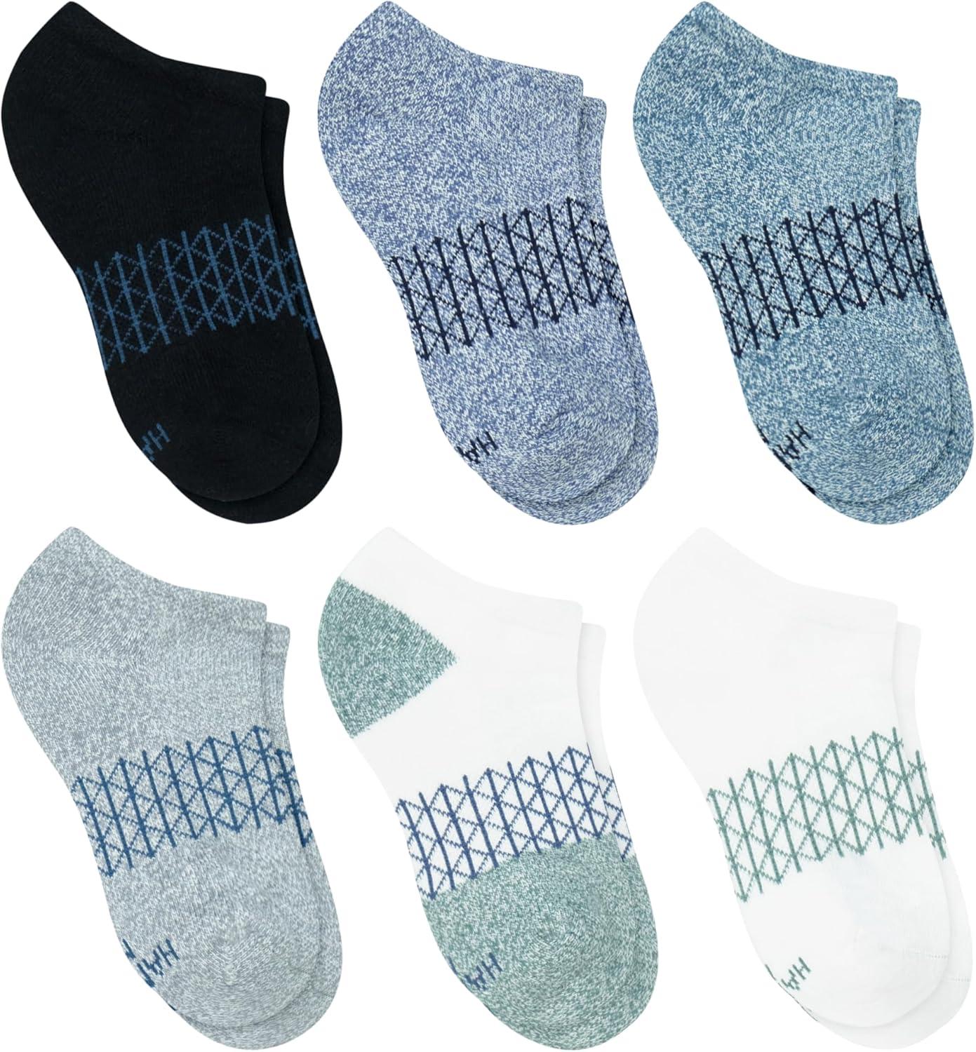 imageHanes Boys Socks Ankle Crew amp No Show 6pack Absolute Active Cushioned Sports Socks for Boys Moisturewicking AthleticGreyBlackWhite No Show