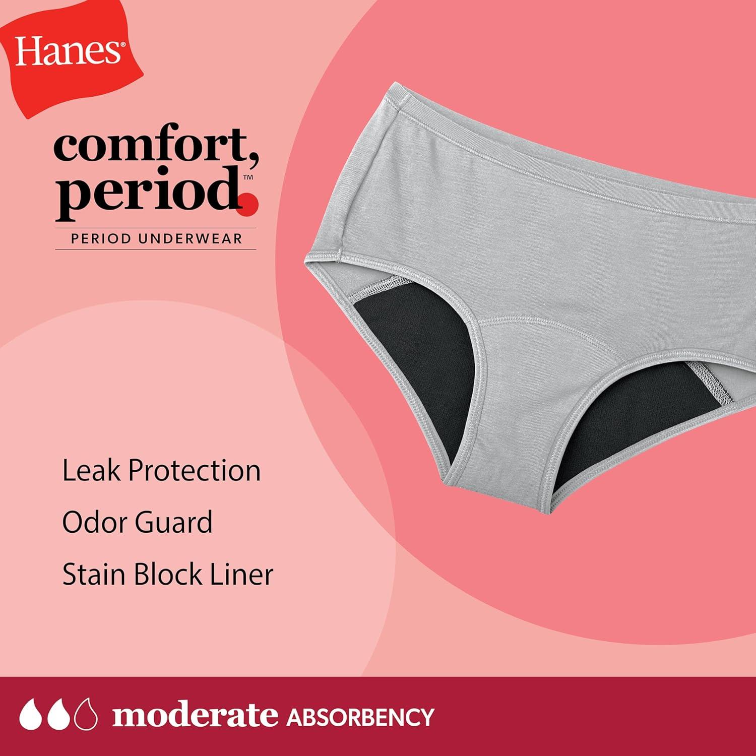 imageHanes Girls Period Underwear Boxer Briefs Comfort Period Boxer Brief Panties for Girls Moderate ProtectionBoyshort PinkBlueBlack 4 Pack