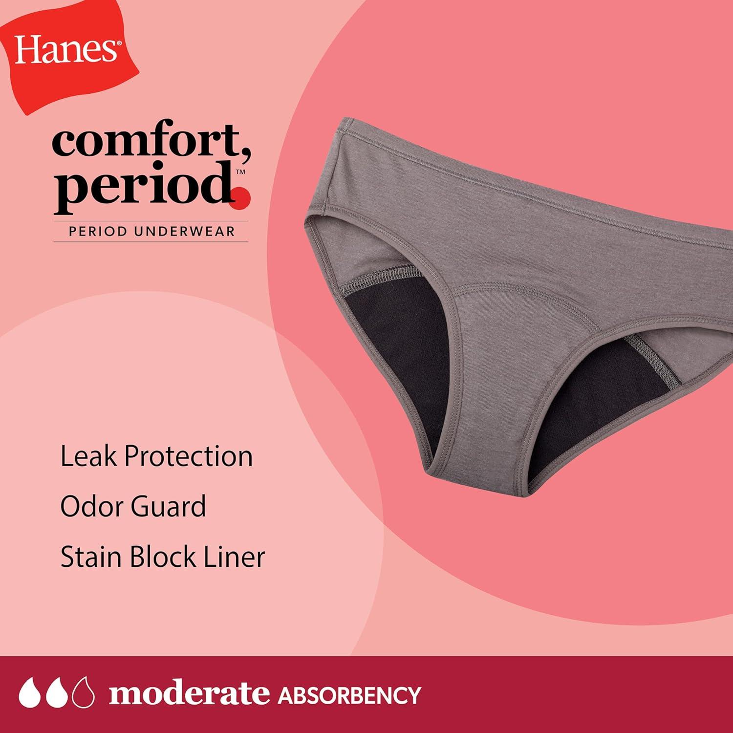 imageHanes Girls Period Underwear Boxer Briefs Comfort Period Boxer Brief Panties for Girls Moderate ProtectionHipster Multi 4 Pack
