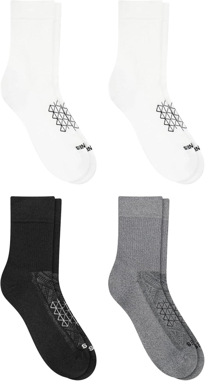 imageHanes Mens Socks Pack 4Pair Pack Absolute Run Cushioned HeelShield Tab MoistureWicking Mens Socks