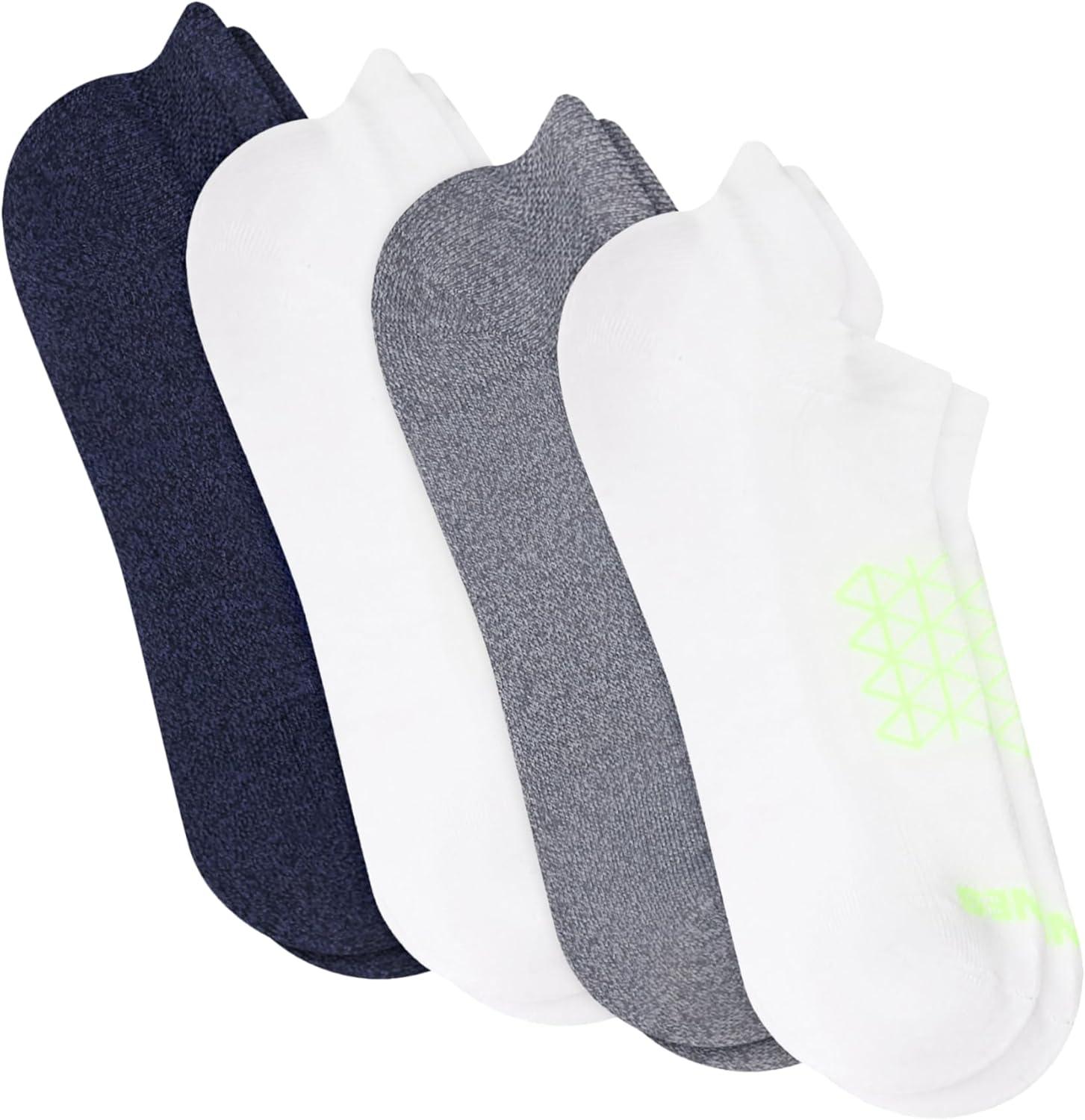 imageHanes Mens Socks Pack 4Pair Pack Absolute Run Mens HeelShield Tab Moisture Wicking Socks for Men