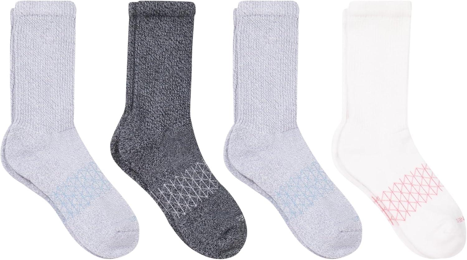 imageHanes Womens Absolute Wellness NonRestrictive Cushioned Crew Socks 4PackBlackGreyWhite