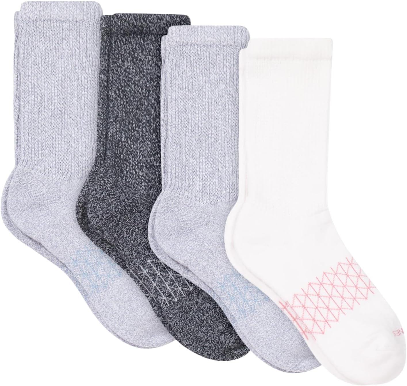 imageHanes Womens Absolute Wellness NonRestrictive Cushioned Crew Socks 4PackBlackGreyWhite