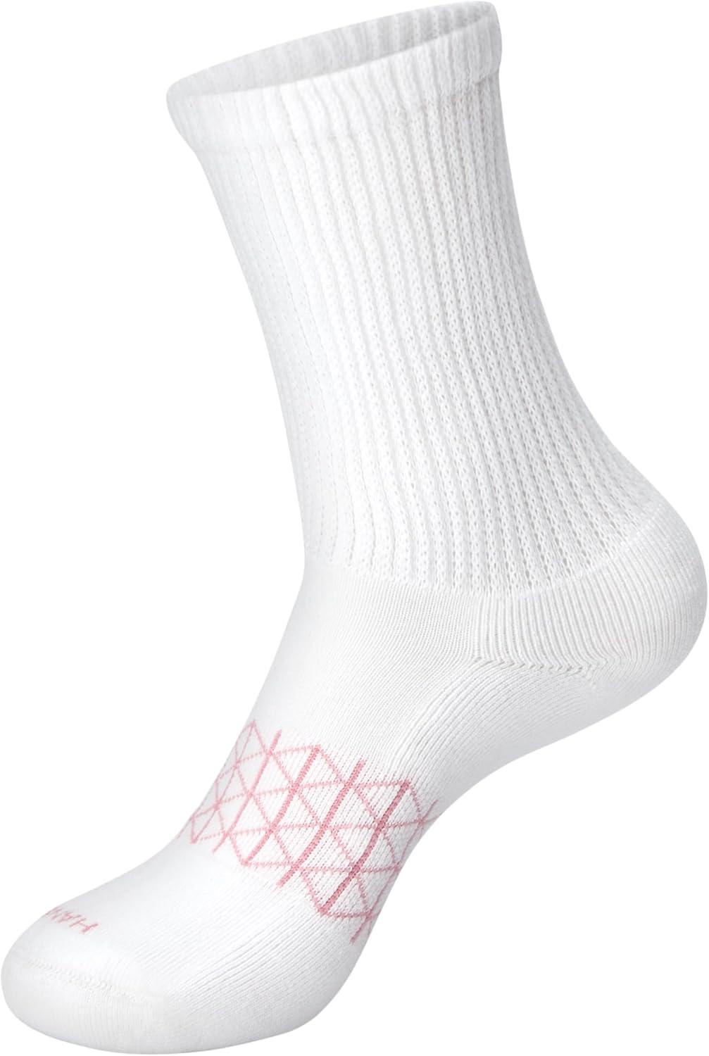imageHanes Womens Absolute Wellness NonRestrictive Cushioned Crew Socks 4PackBlackGreyWhite
