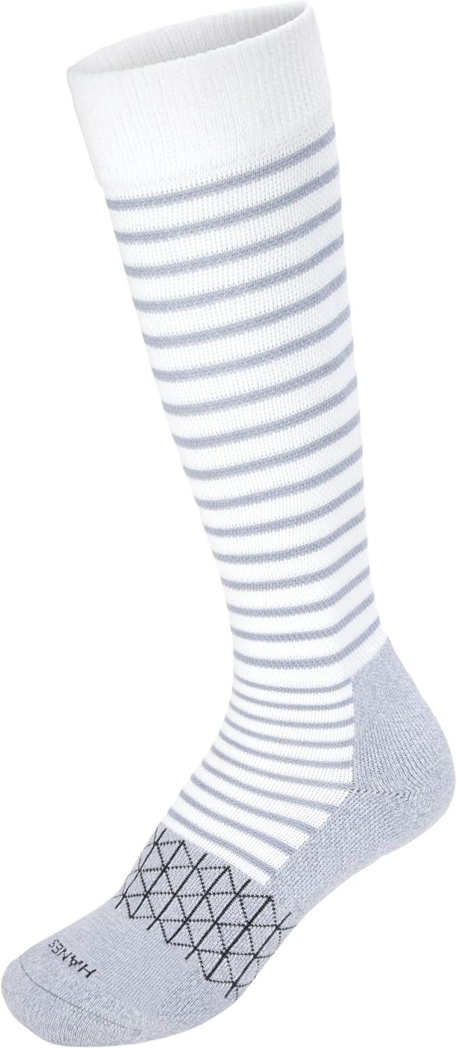 imageHanes Womens Overthecalf Socks WMild Graduated Compression Absolute Wellness Nonbinding Cushioned Socks 3packBlackGreyWhite