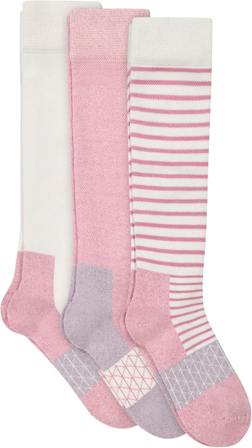 imageHanes Womens Overthecalf Socks WMild Graduated Compression Absolute Wellness Nonbinding Cushioned Socks 3packFashion PinkTanGreen