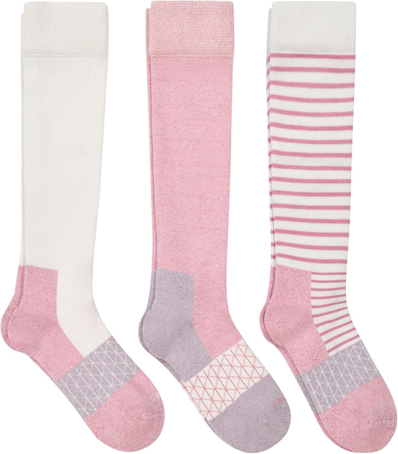 imageHanes Womens Overthecalf Socks WMild Graduated Compression Absolute Wellness Nonbinding Cushioned Socks 3packFashion PinkTanGreen