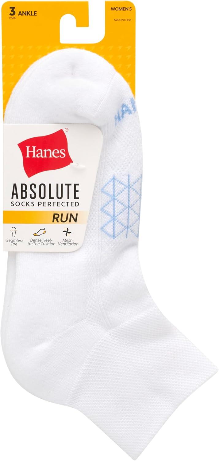 imageHanes Womens Running Ankle Socks Absolute Run Socks for Women Breathable Mesh Seamless Toe 4Pack
