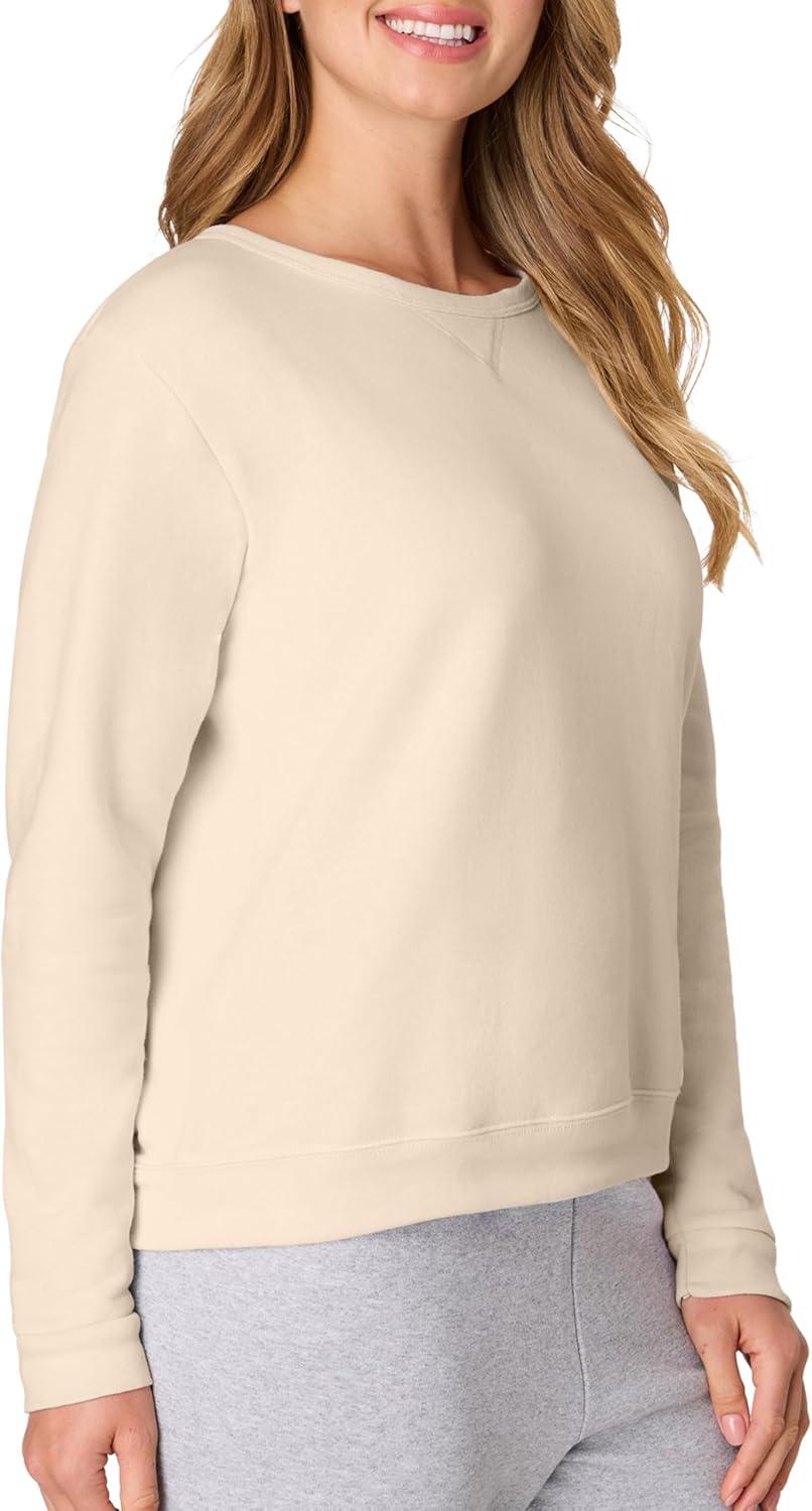 imageHanes womens Crewneck Sweatshirt Ecosmart Fleece Pullover With Vnotch Sweatshirt for WomenChampagne Frost