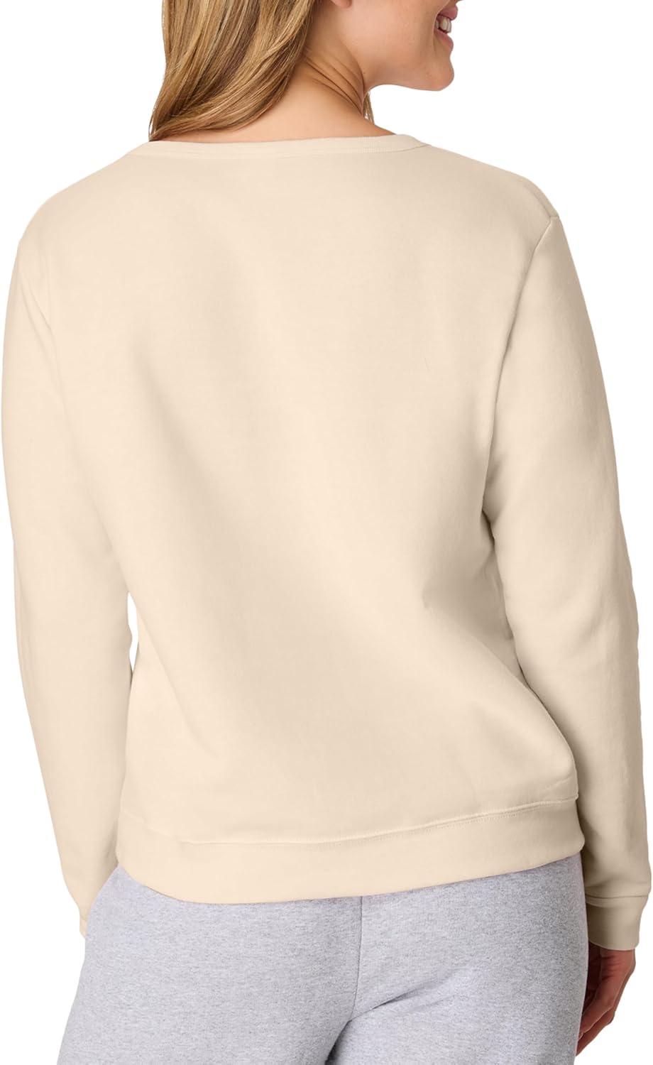 imageHanes womens Crewneck Sweatshirt Ecosmart Fleece Pullover With Vnotch Sweatshirt for WomenChampagne Frost