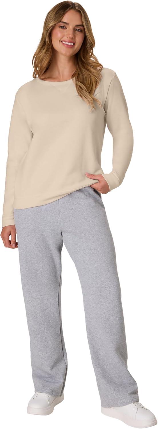 imageHanes womens Crewneck Sweatshirt Ecosmart Fleece Pullover With Vnotch Sweatshirt for WomenChampagne Frost