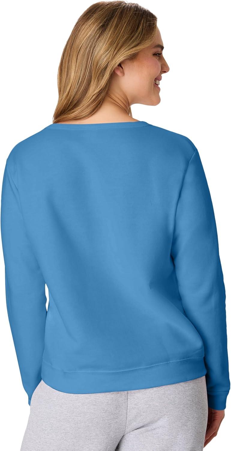 imageHanes womens Crewneck Sweatshirt Ecosmart Fleece Pullover With Vnotch Sweatshirt for WomenDenim Blue