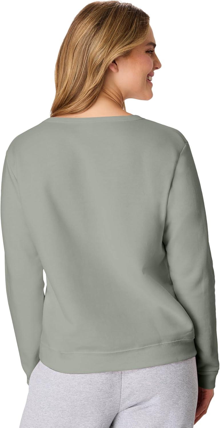 imageHanes womens Crewneck Sweatshirt Ecosmart Fleece Pullover With Vnotch Sweatshirt for WomenStonewashed Green
