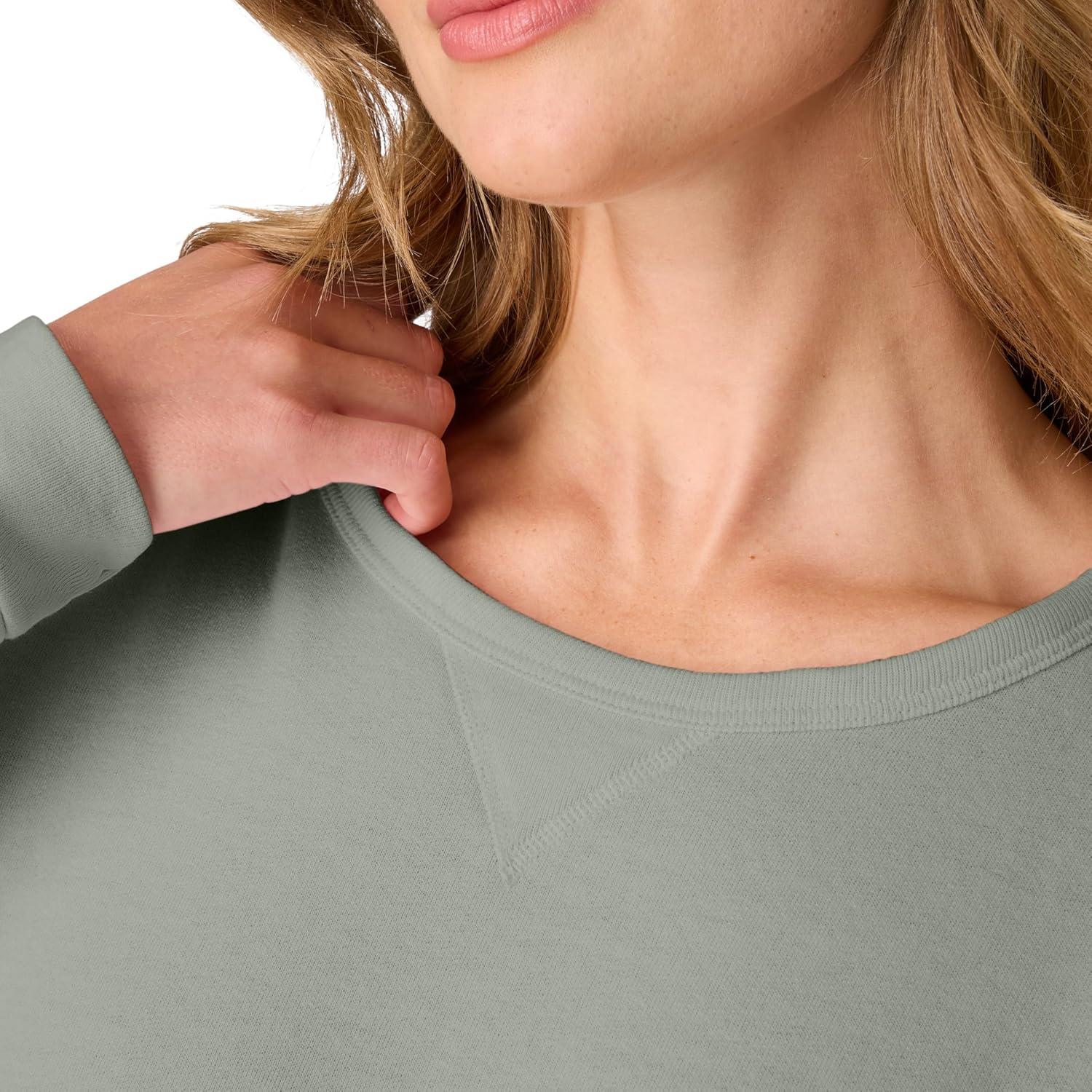 imageHanes womens Crewneck Sweatshirt Ecosmart Fleece Pullover With Vnotch Sweatshirt for WomenStonewashed Green