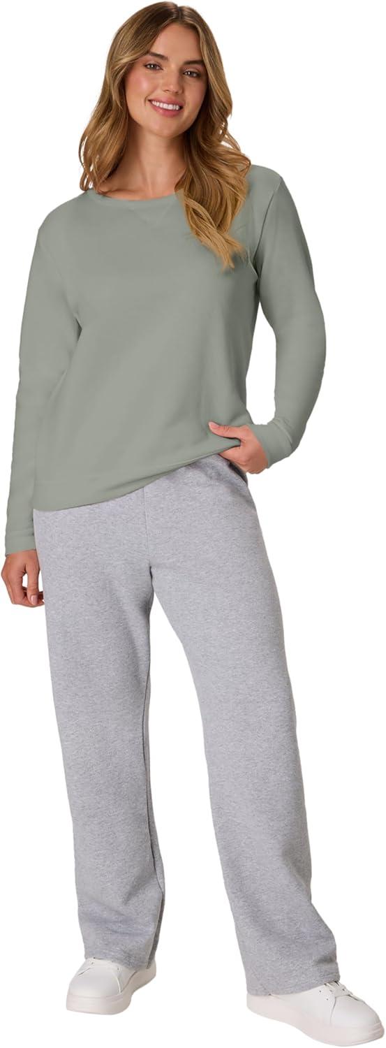 imageHanes womens Crewneck Sweatshirt Ecosmart Fleece Pullover With Vnotch Sweatshirt for WomenStonewashed Green