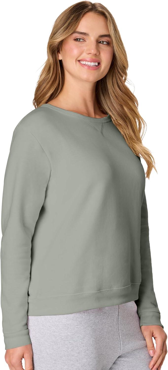 imageHanes womens Crewneck Sweatshirt Ecosmart Fleece Pullover With Vnotch Sweatshirt for WomenStonewashed Green