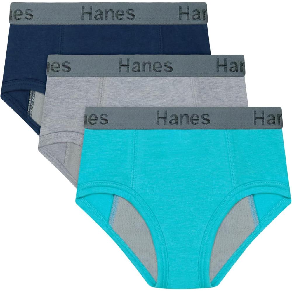 imageHanes Boys Overnight Underwear 3Pack Light amp Moderate Leaks Confident Nights Overnight Underwear MultiPackTurquoiseGreyPink