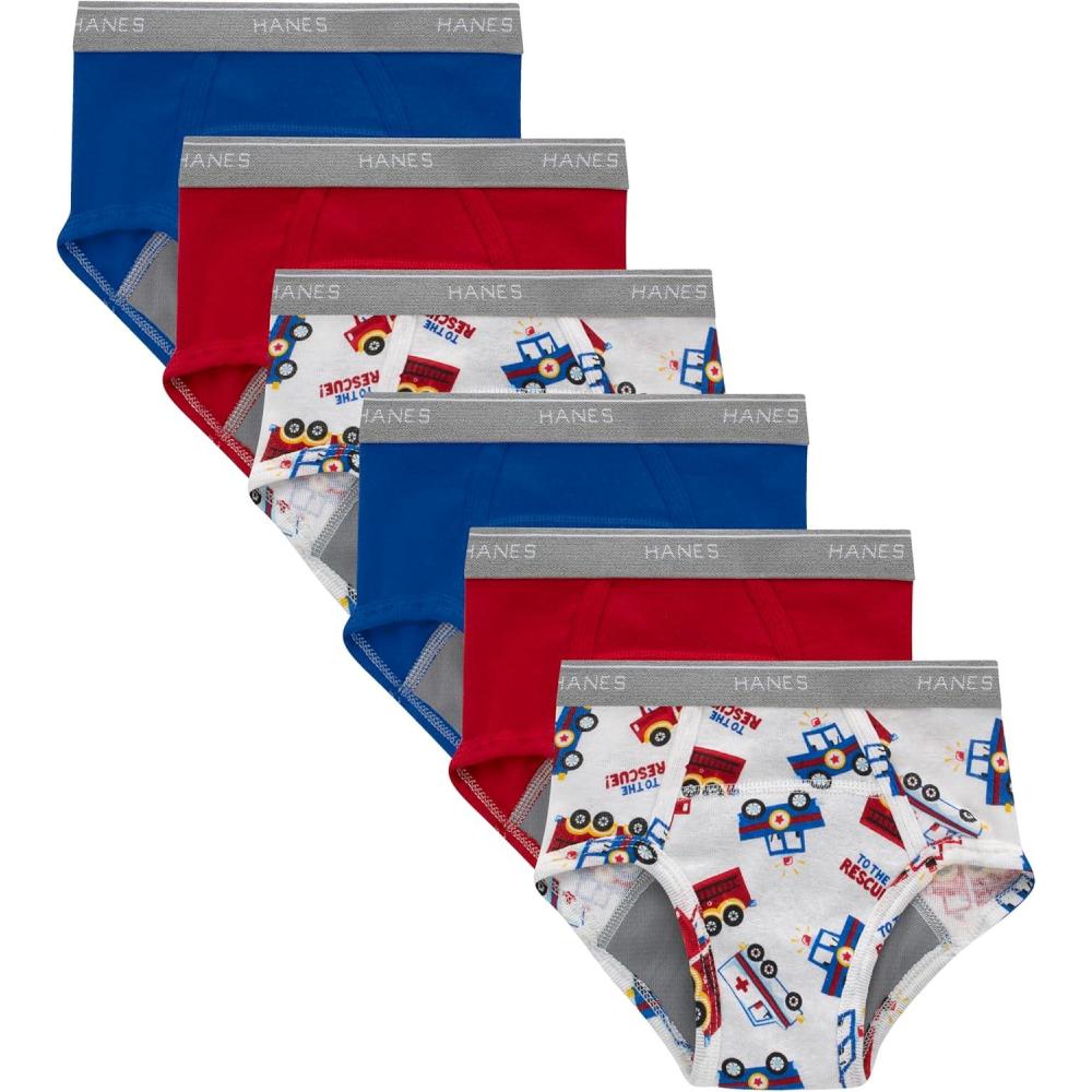 imageHanes Boys Potty Training Underwear Light Leaks Toddler Cotton Briefs and Boxer Briefs MultipackBriefs RedTractor  6 Pack
