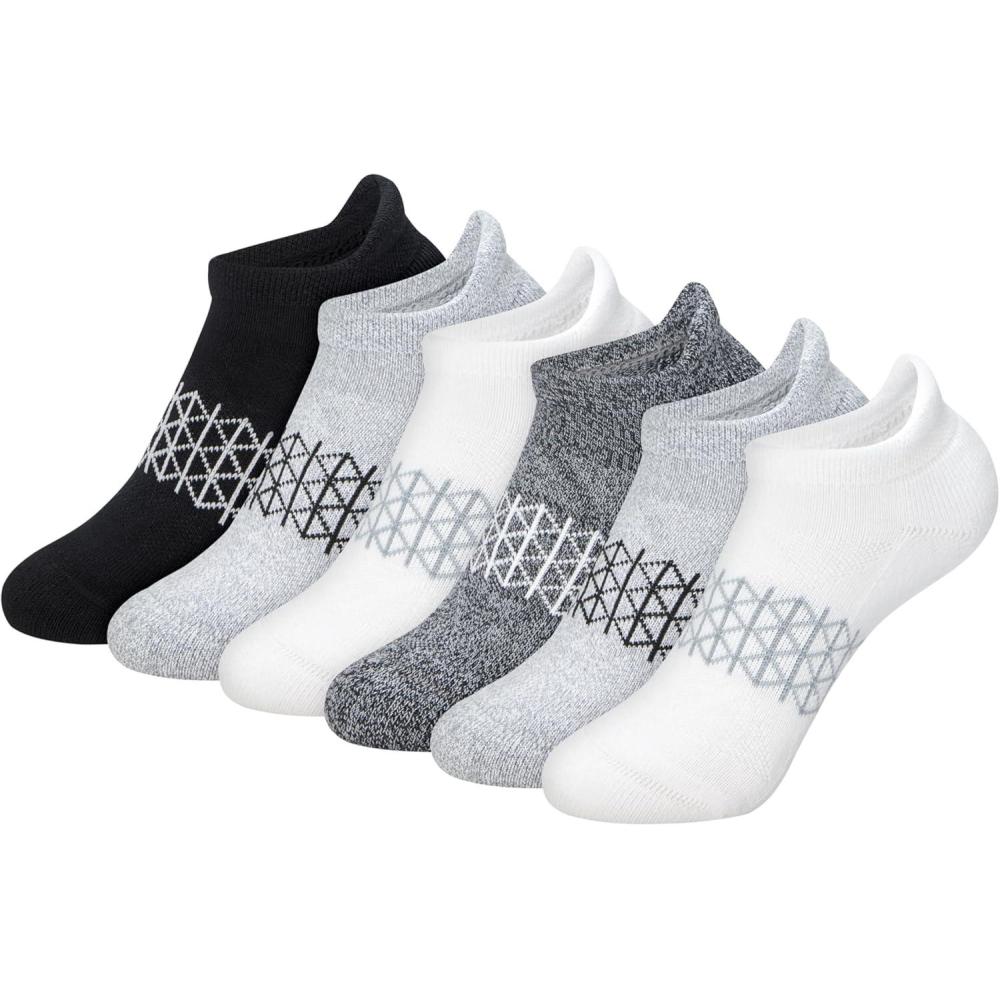 imageHanes Boys Socks Ankle Crew amp No Show 6pack Absolute Active Cushioned Sports Socks for Boys Moisturewicking AthleticGreyBlack Heel Shield
