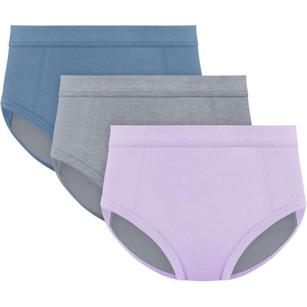 imageHanes Girls Absorbency Briefs Underwear 3 Pairs Confident Nights Cotton Overnight Underwear for GirlsPurpleMistGrey