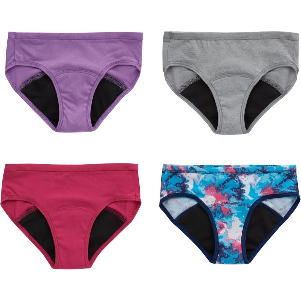 imageHanes Girls Period Underwear Boxer Briefs Comfort Period Boxer Brief Panties for Girls Moderate ProtectionHipster Multi 4 Pack