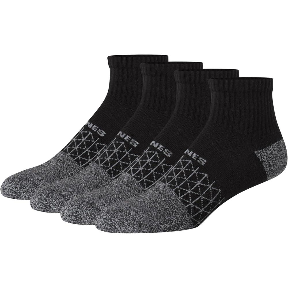 imageHanes Mens Socks Absolute Comfort Cushioned Moisturewicking Seamless Toe 4 Pack Ankle Crew and Heel Shield SocksBlack  Ankle