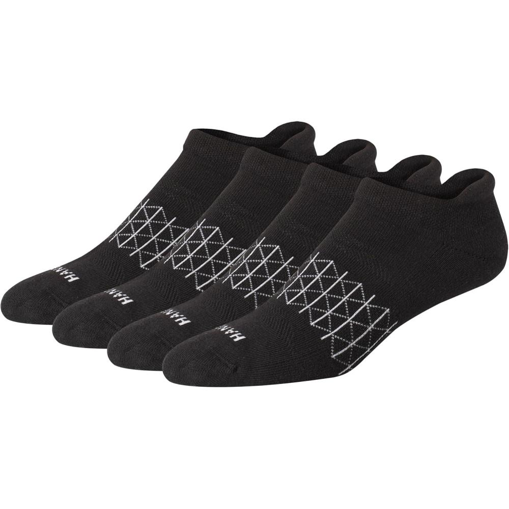imageHanes Mens Socks Absolute Comfort Cushioned Moisturewicking Seamless Toe 4 Pack Ankle Crew and Heel Shield SocksBlack  Heel Shield
