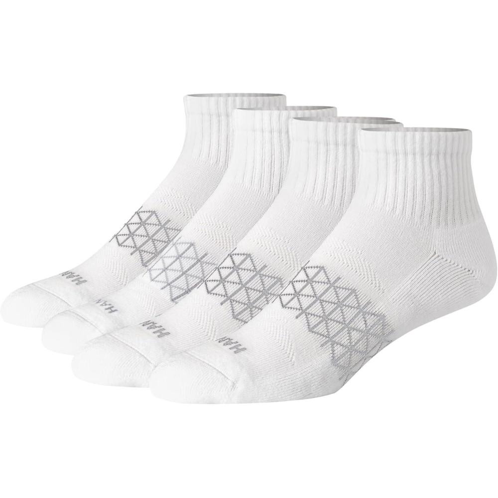 imageHanes Mens Socks Absolute Comfort Cushioned Moisturewicking Seamless Toe 4 Pack Ankle Crew and Heel Shield SocksWhite  Ankle